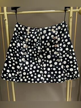 🚩steal authentic Louis Vuitton Black and White Polka Dot Mini Skirt